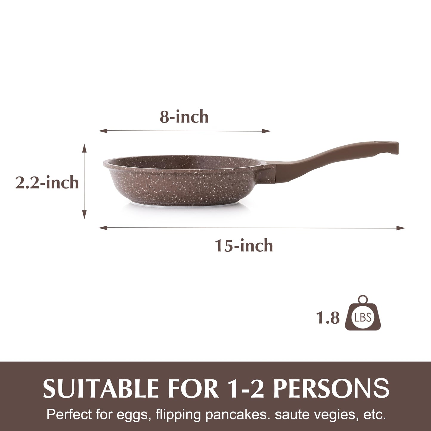 SENSARTE Nonstick Frying Pan Skillet, Granite Coating Omelette Pan, Healthy Stone Cookware Chef's Pan PFOA Free, Toffee Brown (8 Inch)