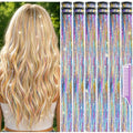 Hair Tinsel Clip-in Pack of 18 Pcs Rainbow Sparkle Extensions