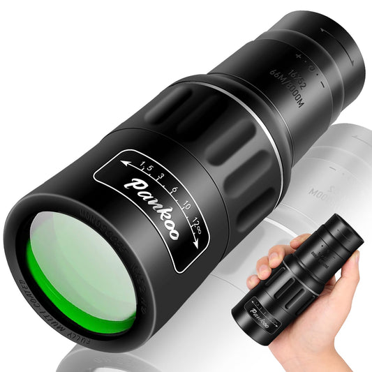 Pankoo 16X52 Monocular Telescope, 2023 High Power Prism Compact Monoculars for Adults Kids, HD Monocular Scope for Bird Watching Hiking Concert Travelling, D-Black, PA1652-2