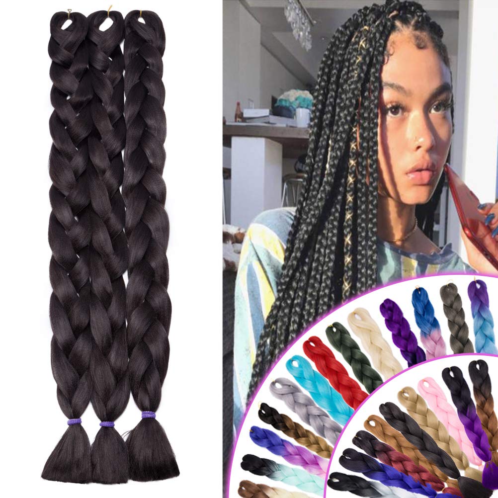 41 Inch Super Long Jumbo Braids Hair Extensions High Temperature Synthetic Hair for Black Women African Box Braiding Hairstyle Senegal Twist 165g/pack Dark Brown