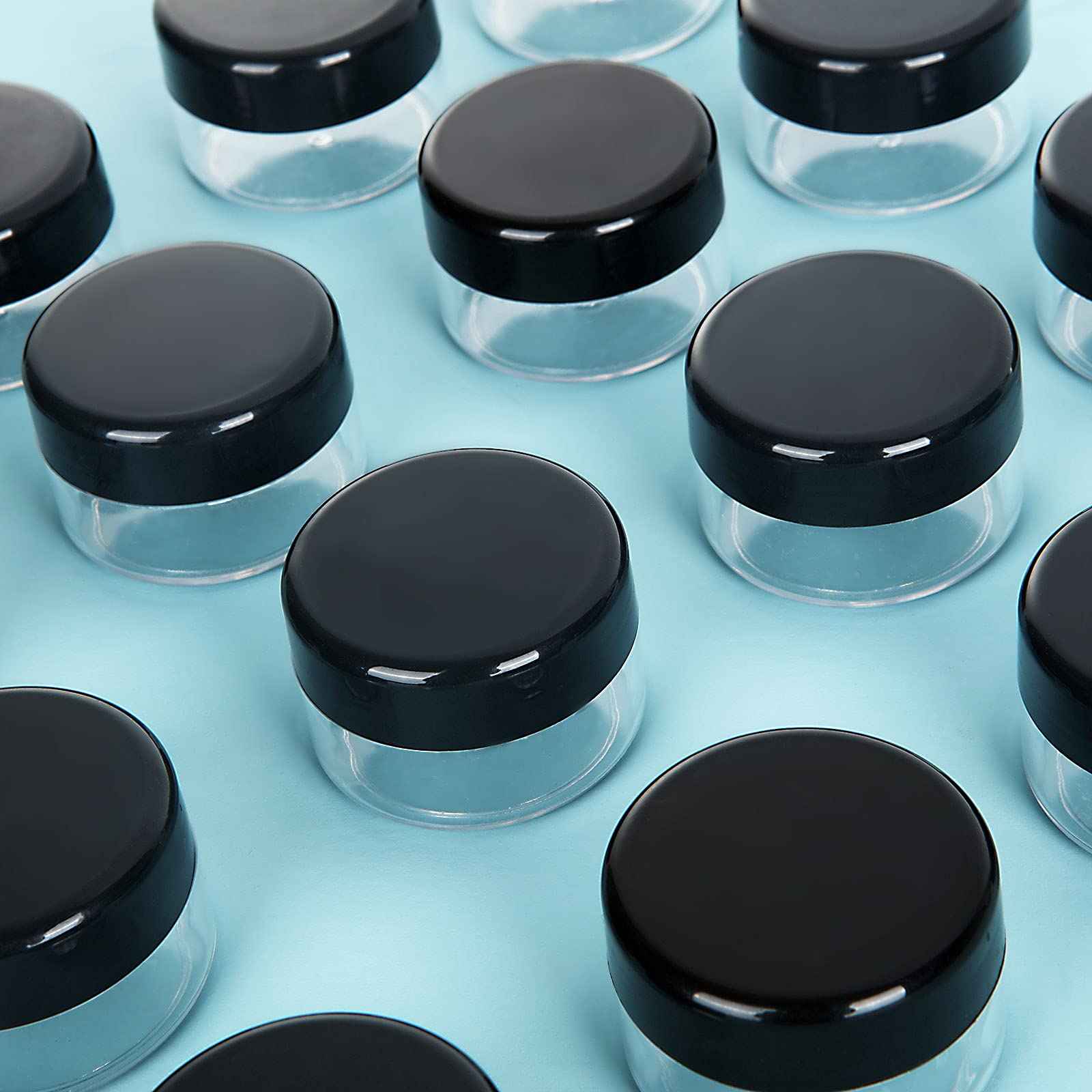 ZIQI 100 Pieces Sample Empty Containers, 20g Clear Cosmetic Container Jars with Lids, Plastic Pot Makeup Jars for Cosmetics, Cream, Lip Balm, Lip Scrub, Ointments-Leak Proof