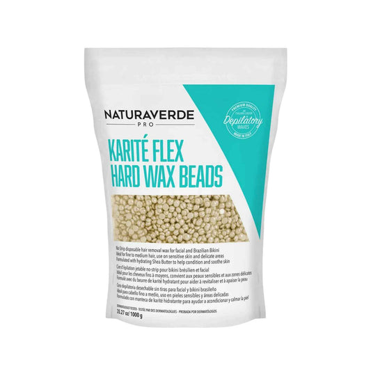 NaturaverdePro Karite Flex Hard Wax Beads, Body and Facial Hair Removal, Brazilian Bikini Wax for Women with Hydrating Shea Butter and Vitamin E - 2.2 lbs