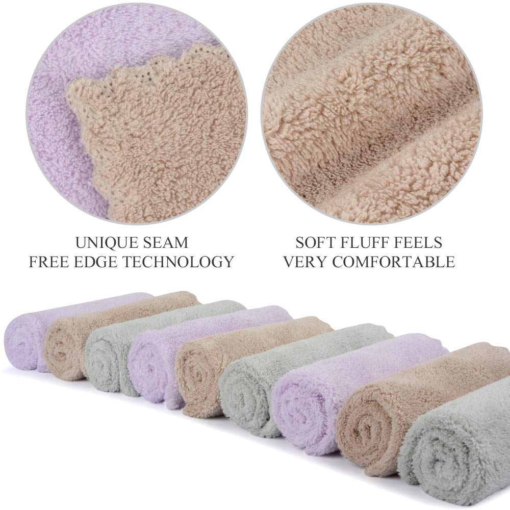 SUNLAND Microfiber Face Cloth Reusable Makeup Remover Facial Cleansing Towel Ultra Soft Face Washcloth 12inchx12inch 9 Pack