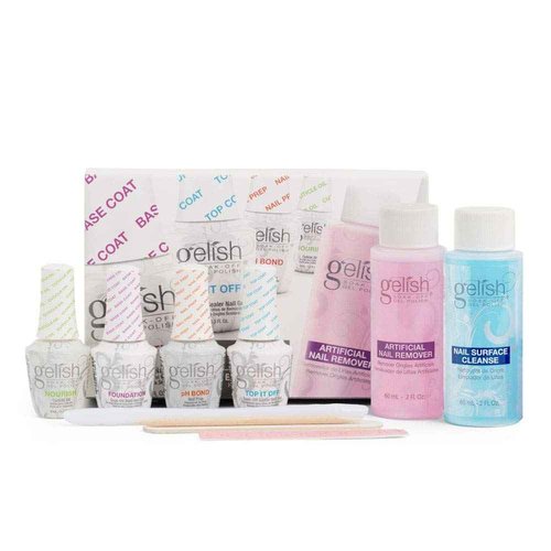 Gelish MINI Complete Basix Kit - Gel Nail Polish Prep Essentials Starter Kit with Foundation, pH Bond, Top It Off, Nourish, Nail Remover & Cleanser - Long-Lasting Salon-Quality Manicure at Home.