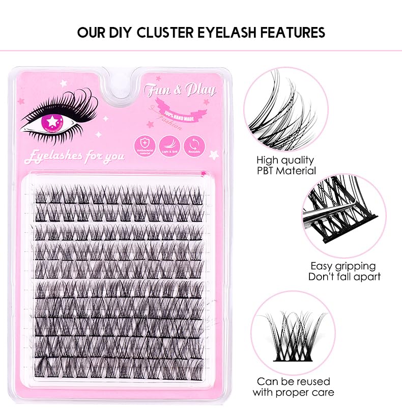 120pc Wispy Lash Clusters - DIY Eyelash Extensions, C Curl, 10-14mm