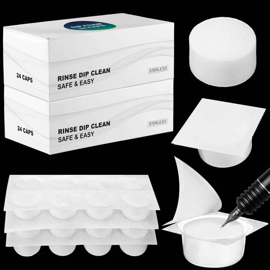Heigble 48 Pcs Dip Foam Rinse Cup Disposable Dip Cups Cleaning for Needles Tip Professional Cartridge Foam for Blending Rinsing Diluting Drying Ink