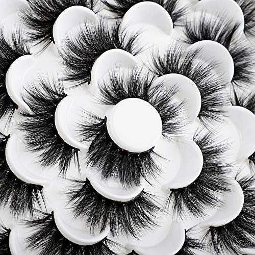 6D Mink Lashes Eyelashes Volume Dramatic Wispy Lashes Mink zanlufly 22MM Long False Eyelashes Luxury Crossed Soft Volume Reusable 10 Pairs Lashes Pack