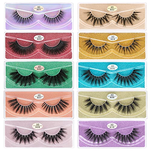 FARRED False Lashes 10 Pairs Mixed Styles - Vegan 3D Faux Mink
