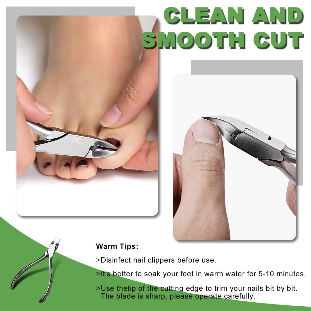 Toenail Clippers, BEZOX Nail Clippers for Thick or Ingrown Toenails - Stainless Steel Long Handle Toenail Cutters