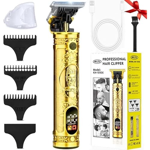 Beard Trimmer for Men, Professional Hair Clipper with LCD Display, Rechargeable Electric Razor, Barber-Grade Zero Gapped T-Blade Hair Trimmer, Idea Gift for Men
