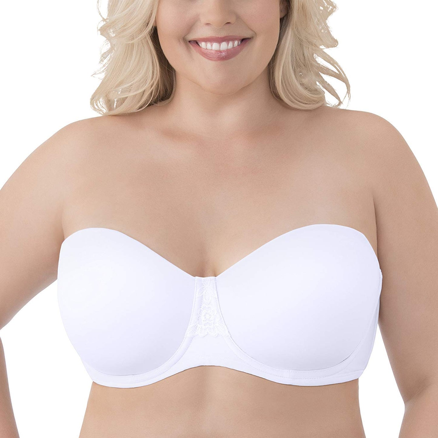 Vanity Fair Women's Beauty Back Smoothing Strapless Bra, 4-Way Stretch Fabric, Lightly Lined Cups up to H, Star White