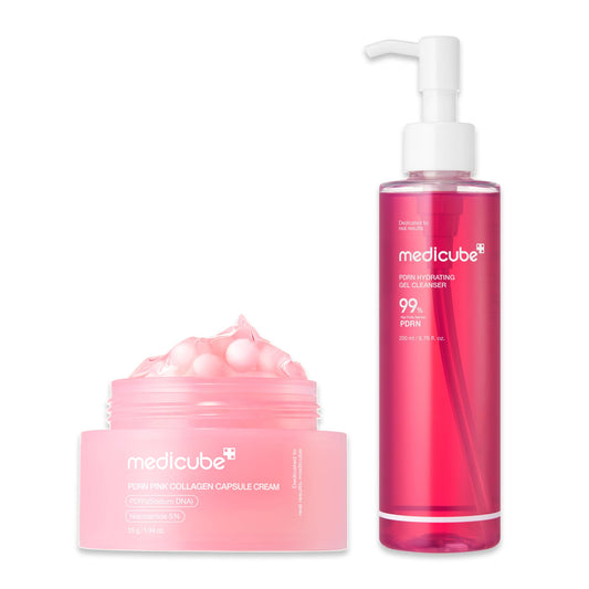 PDRN Cleanse & Hydrate Duo: Salmon DNA PDRN Pink Collagen Capsule Cream and PDRN Jelly to Foam Cleanser | Lightweight Gel to Foam Cleanser and Moisturizer For Uneven Skin Tone | Stocking Stuffers