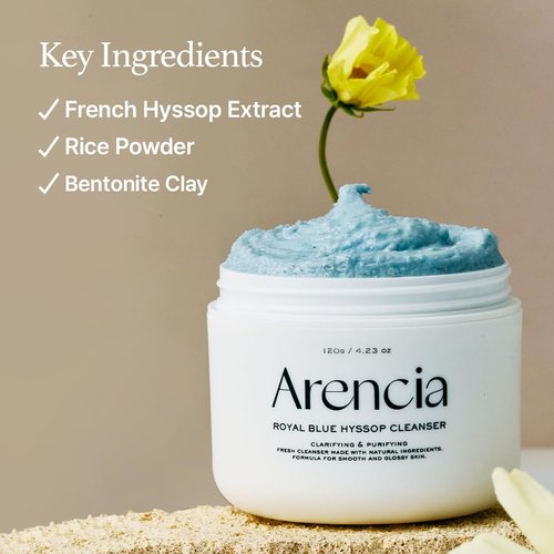 Arencia Hyssop Brightening & Deep-Cleansing Face Scrub & Exfoliator - All Skin Types, For Sebaceous Filaments & Blackheads (4.23oz)