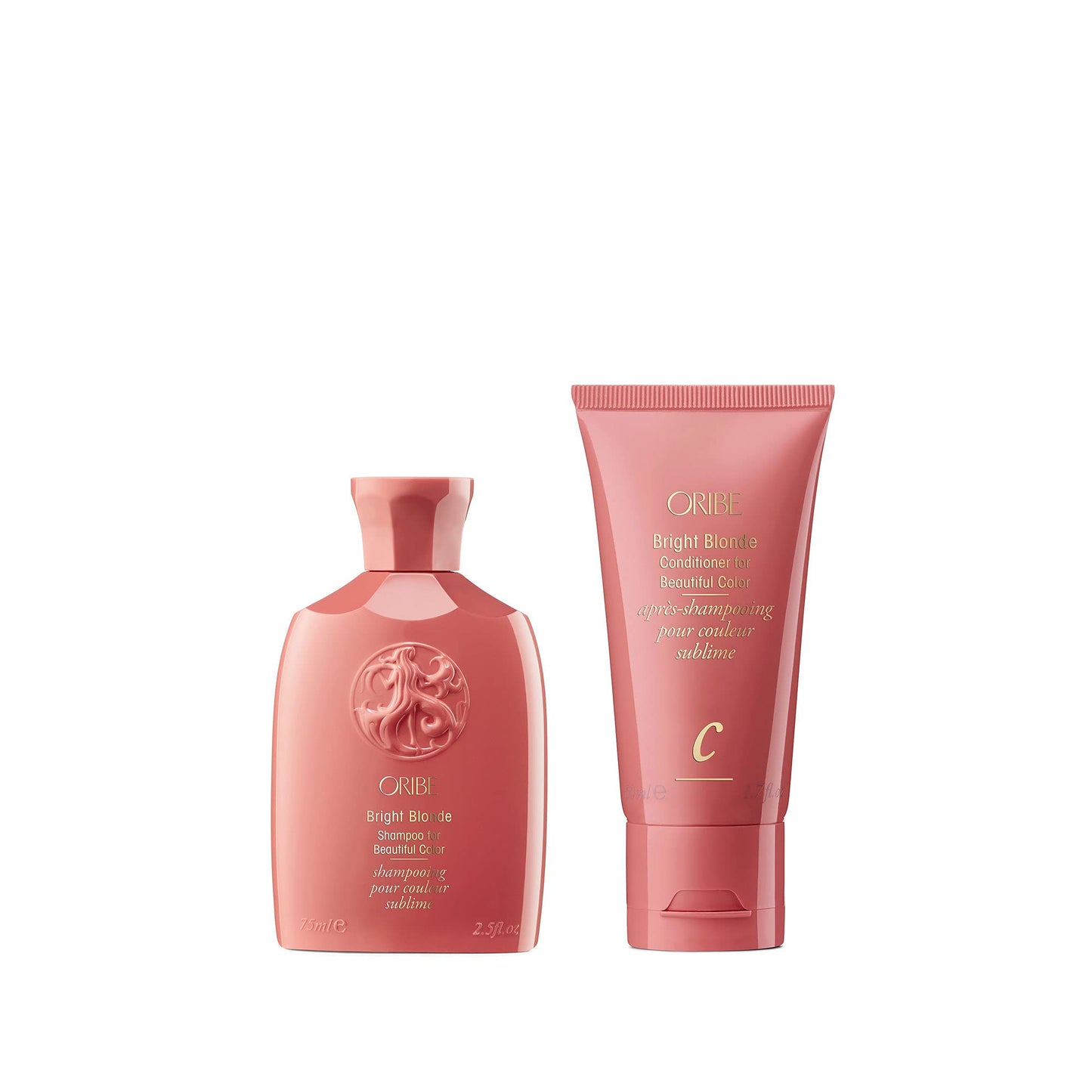 Oribe Bright Blonde Shampoo and Conditioner for Beautiful Color Travel Bundle