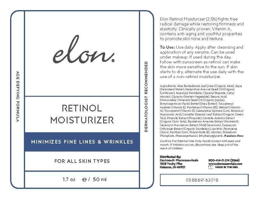 Elon Retinol Moisturizer Cream for Face — Hyaluronic Acid Moisturizer (1.7 Oz) — Anti-Aging Skin Care Products To Minimize Fine Lines & Wrinkles - w/Vitamin A, Vitamin E, & Jojoba Oil