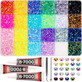 Worthofbest 17000Pcs 4mm Jelly AB Rhinestones Kit – 24 Colors + Mix Colors, 24 Grids Box, 3 B7000 Glue, Tools