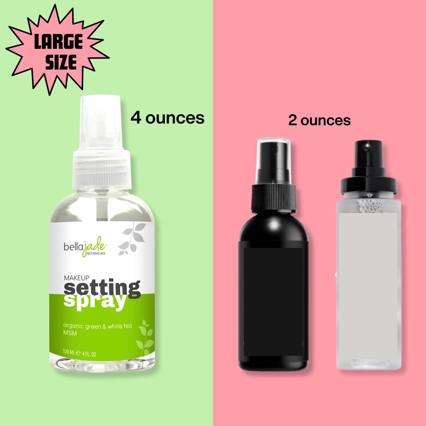 Makeup Setting Spray for Face - Long Lasting Mist: Hydrating Dewey Finishing + Organic Green Tea & MSM - All Skin Types - Large 4 oz Bottle