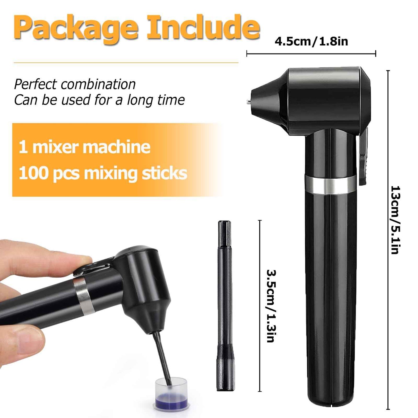 Tattoo Ink Mixer Machine - Pigment Mixer with 100 Ink Mixing Sticks Black Electric Color Mixer for Makeup Tattoo Supplies