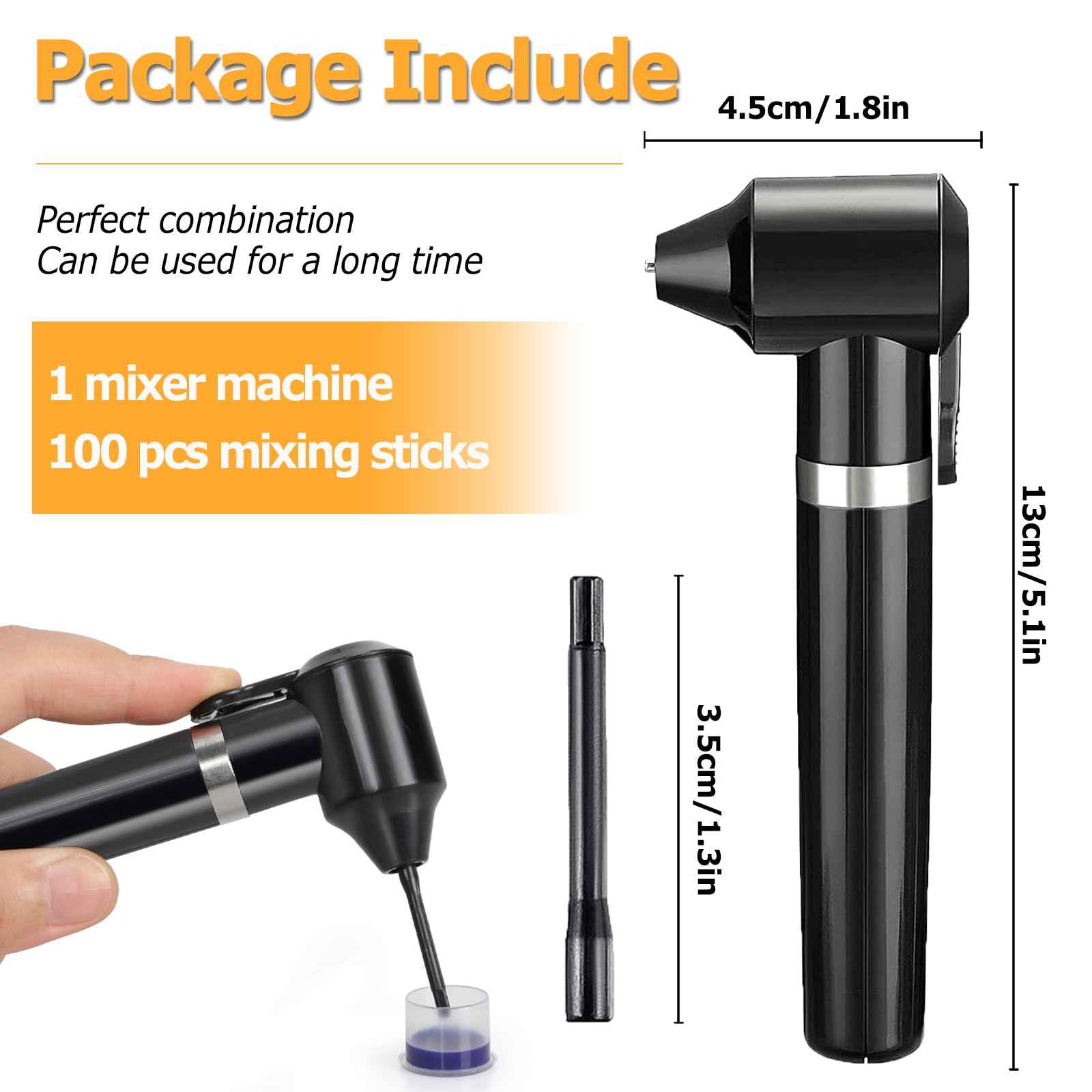 Tattoo Ink Mixer Machine - Pigment Mixer with 100 Ink Mixing Sticks Black Electric Color Mixer for Makeup Tattoo Supplies