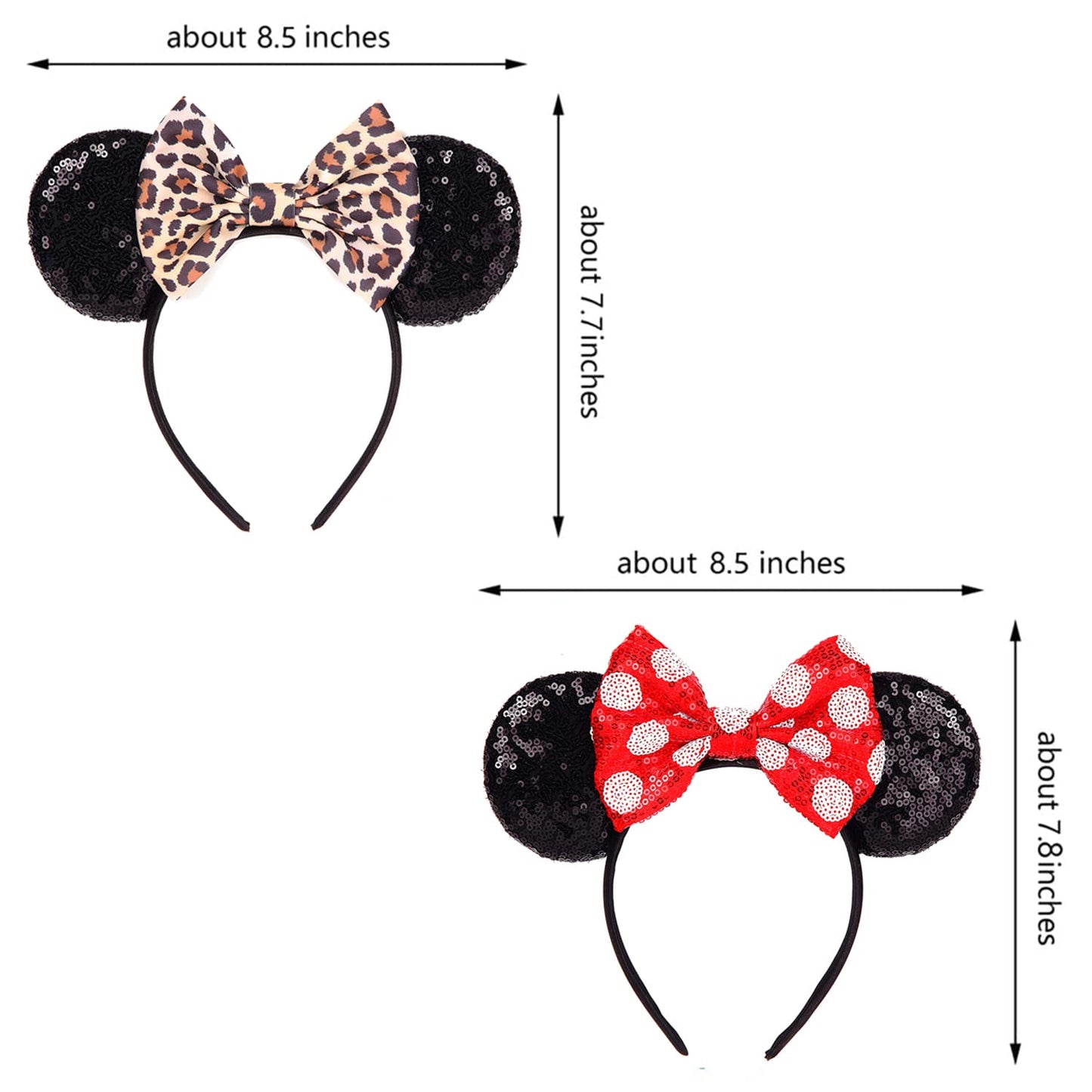 TUTKIMUS Mouse Ears for Women Girls, Classic Sequin Headbands Suitable Amusement Park Trips Cosplay Costume Princess Decoration Party Favors Gift