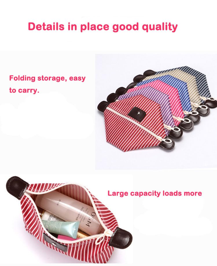 Travel Makeup Bag Set - Pink Nylon Cosmetic & Toiletry Organizer - 2 Pack