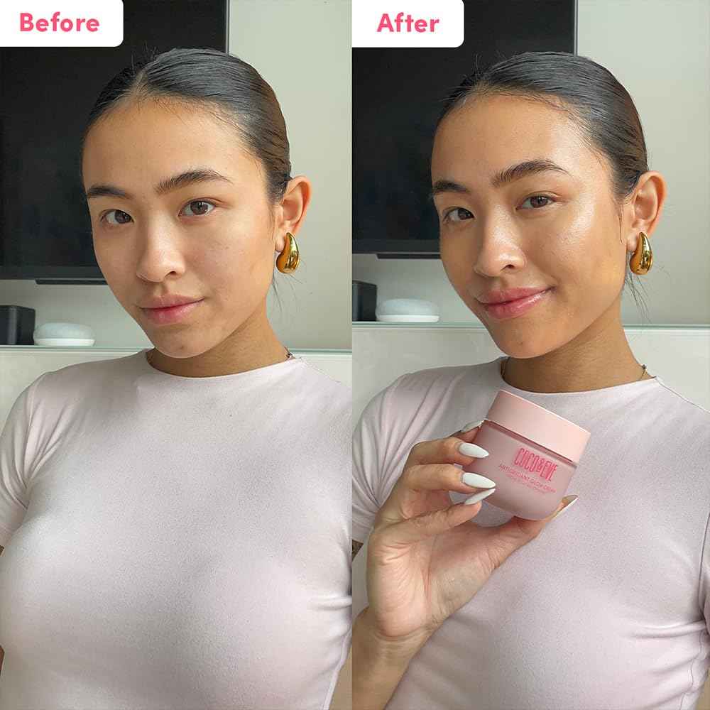 Coco & Eve Antioxidant Glow Cream. With Niacinamide, Hyaluronic Acid, & Ceramide to nourish, protect, repair & smoothen the skin. Suitable for sensitive skin (1.76 fl oz)