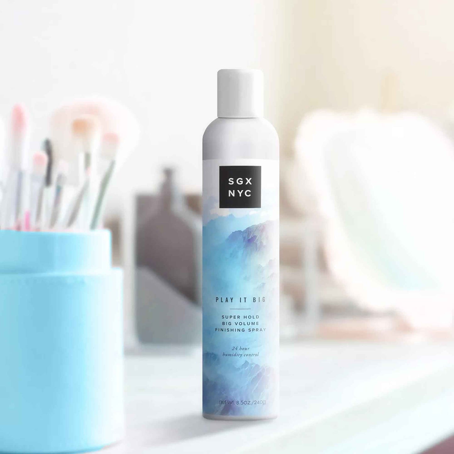 SGX NYC Play it Big Super Hold Volume Finishing Spray - Long Lasting Hair Spray with Anti Frizz Finish - Paraben Free with Coconut Oil - 4 pc