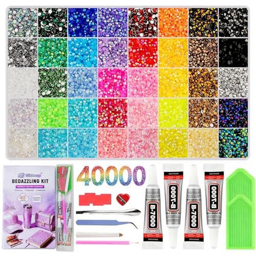 40,000 Pcs Bedazzling Rhinestone Kit with Glue & Tools