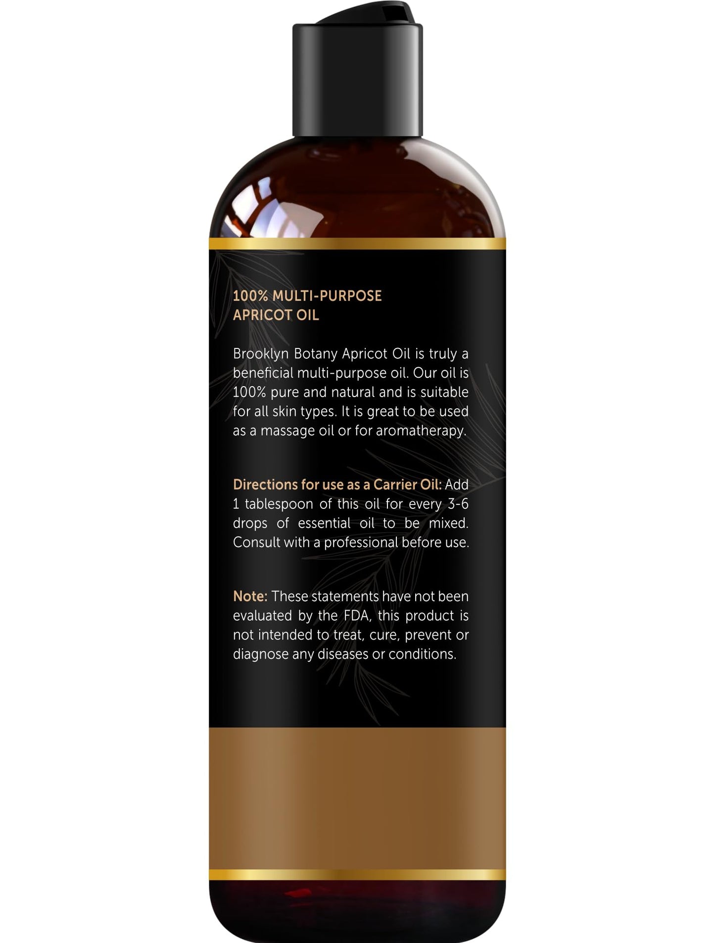 Brooklyn Botany Apricot Kernel Oil for Skin, Hair and Face – 100% Pure and Natural Body Oil and Hair Oil - Carrier Oil for Essential Oils, Aromatherapy and Massage Oil – 8.1 fl Oz