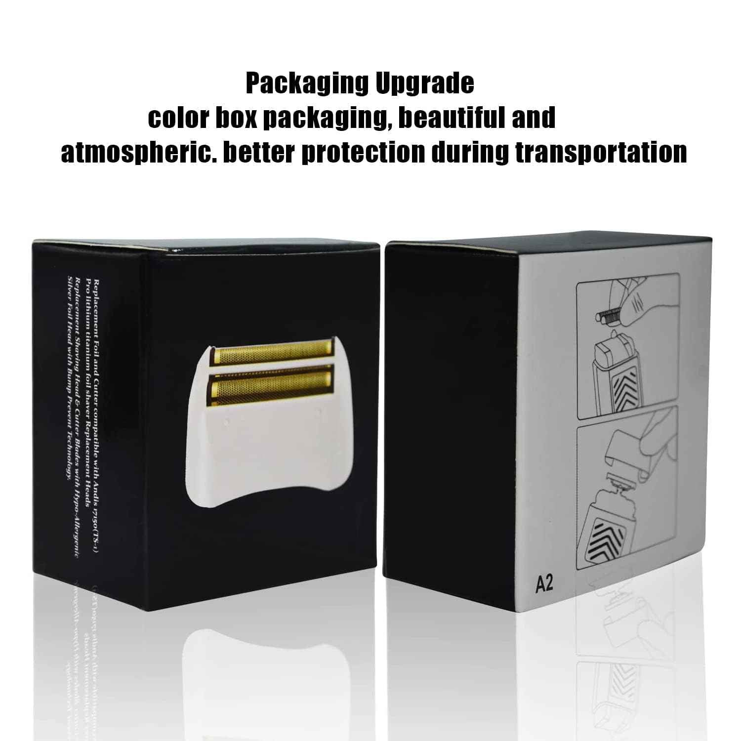 3 Packs Pro Shaver Replacement Foil and Cutters Compatible with Andis #17155 & #17150 Shaver Pro Foil (Golden-3)