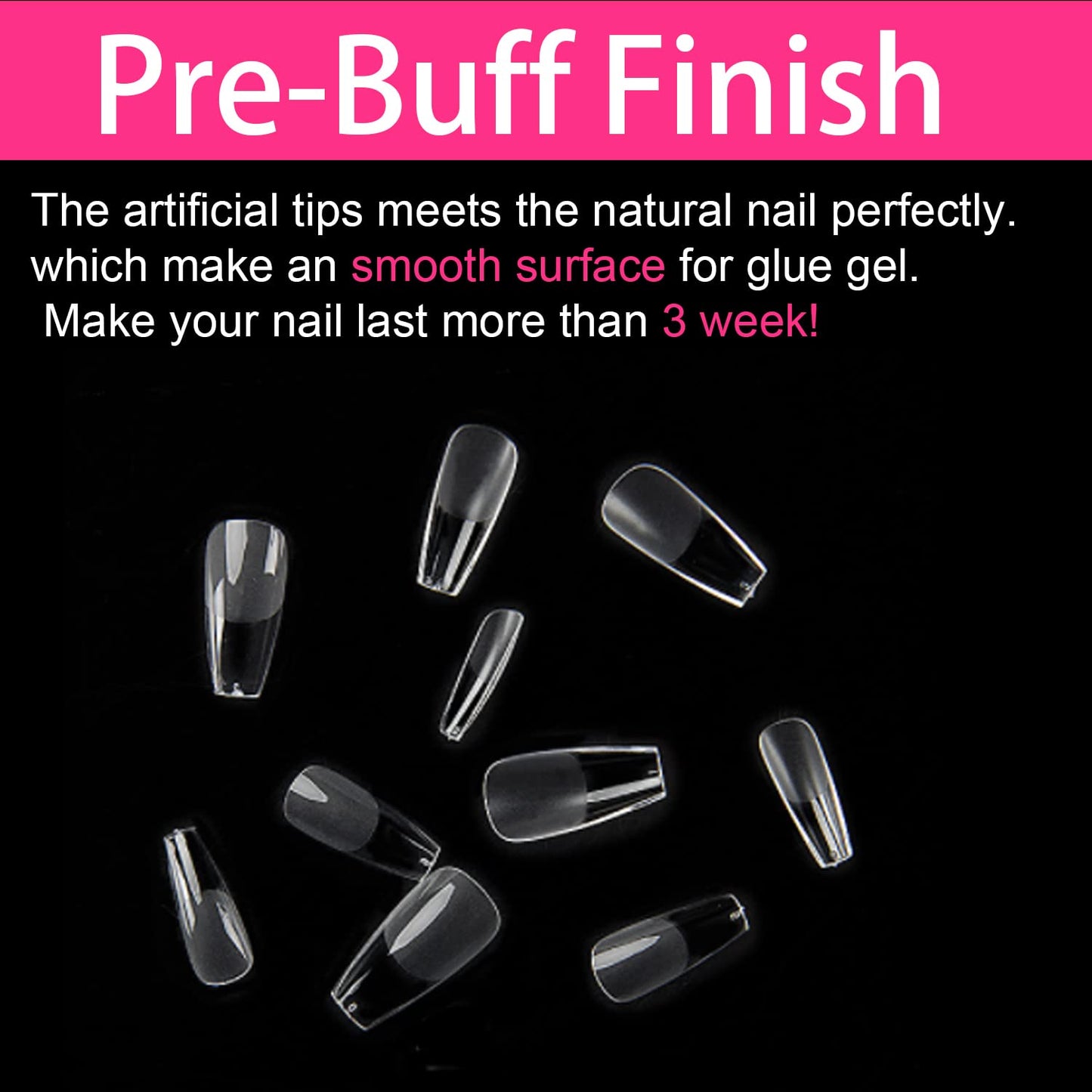 Soft Gel Nail Tips Coffin - WOWITIS 550 Pcs Medium Full Cover Nail Tips for Soak Off Nail Extensions Clear Pre-buff PMMA False Press on Gelly Nail Tips with Case for Nail Salons and DIY Nail Art