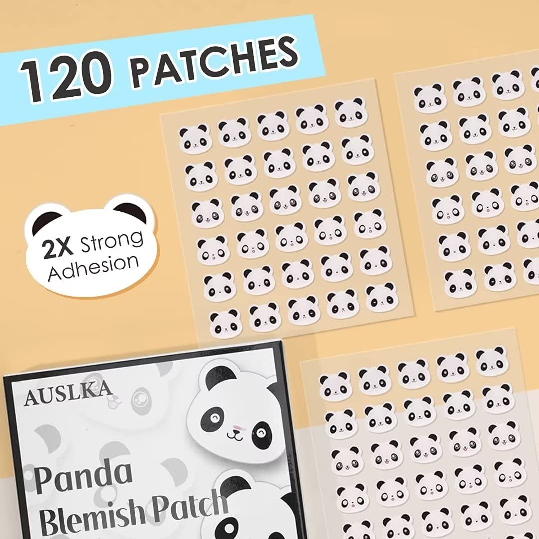 AUSLKA Panda Pimple Patches- 120 Patches, Hydrocolloid Spot Dots - Blemishes Patch - Facial Skin Care, For Zits, Blemishes, & Breakouts