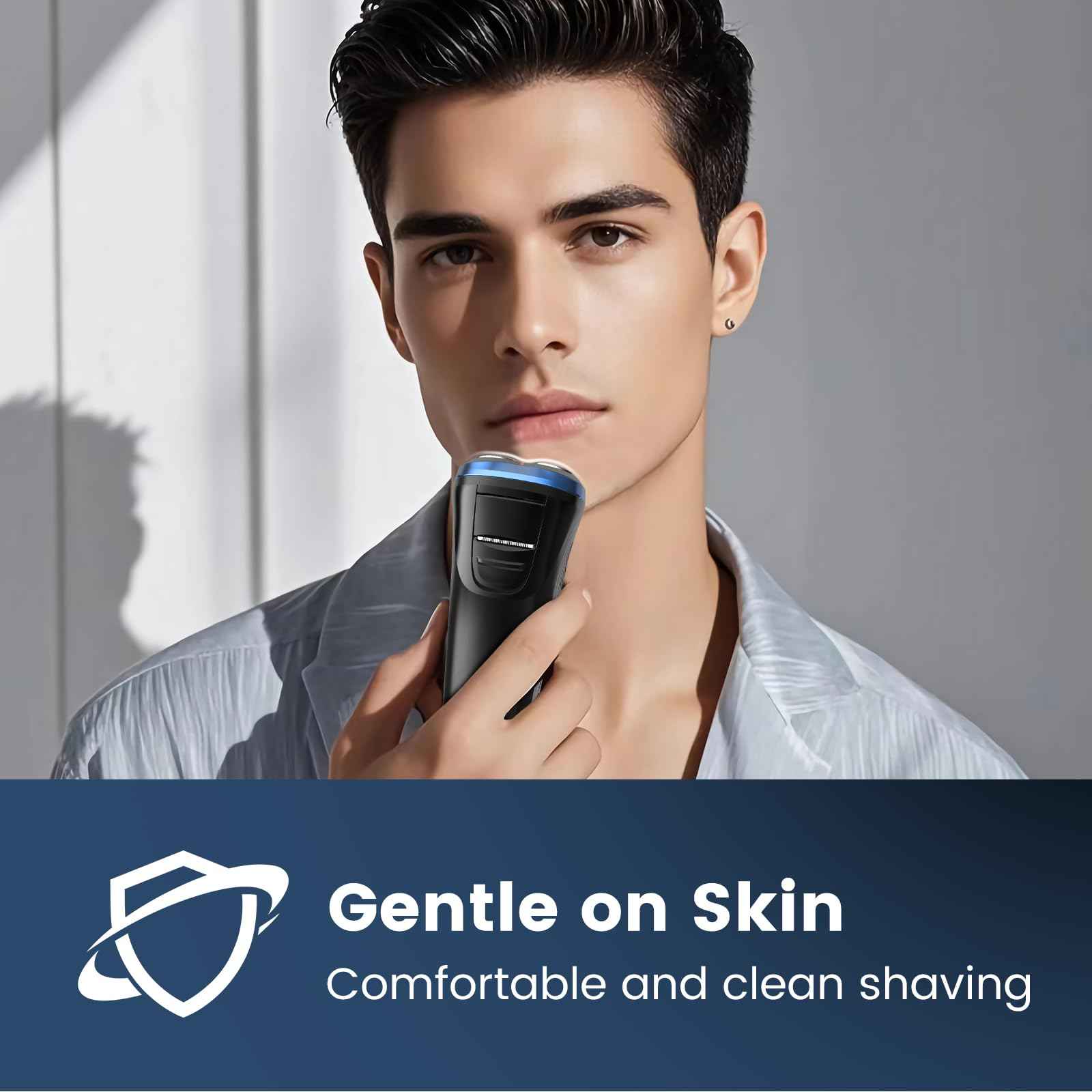 Electric Razor for Men, Uythumidid Rechargeable Men’s Electric Shavers, Wet & Dry Shaver with Pop-up Trimmer, Waterproof Cordless Portable Razor with Safety Lock, Perfect for Men, Blue