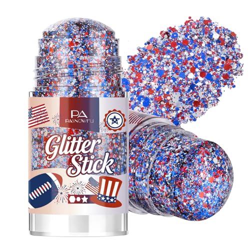 Patriotic Red White Blue Hair Glitter Stick - Long Lasting & Waterproof