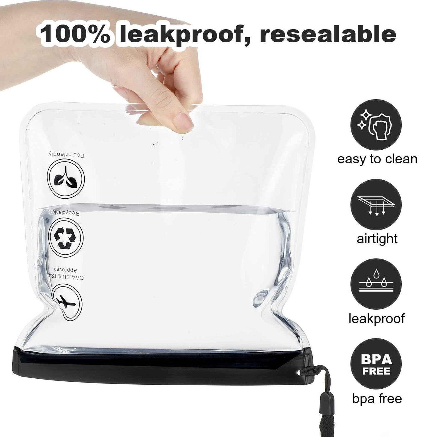 Amabro 2pcs Clear Travel Toiletry Bag - TSA Approved, Leak-Proof Airport Security Liquids Bags 20 x 20cm Toiletry Bag with Hanging Rope Portable Travel Accessories Holiday Essentials Makeup Bags