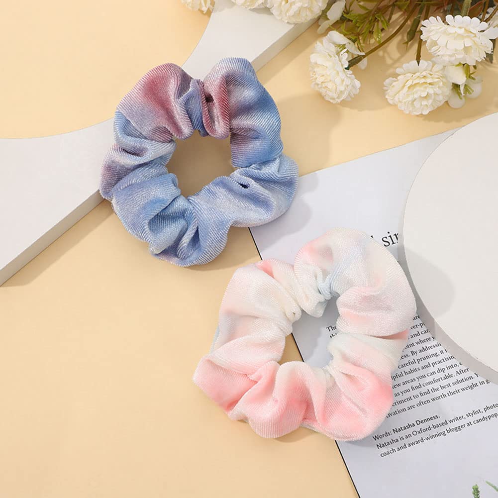 Hair Scrunchies for Women,Elastic Hair Bands for Girls,Tie Dye Velvet Scrunchies for Hair,Women Hair Accessories 5Pcs