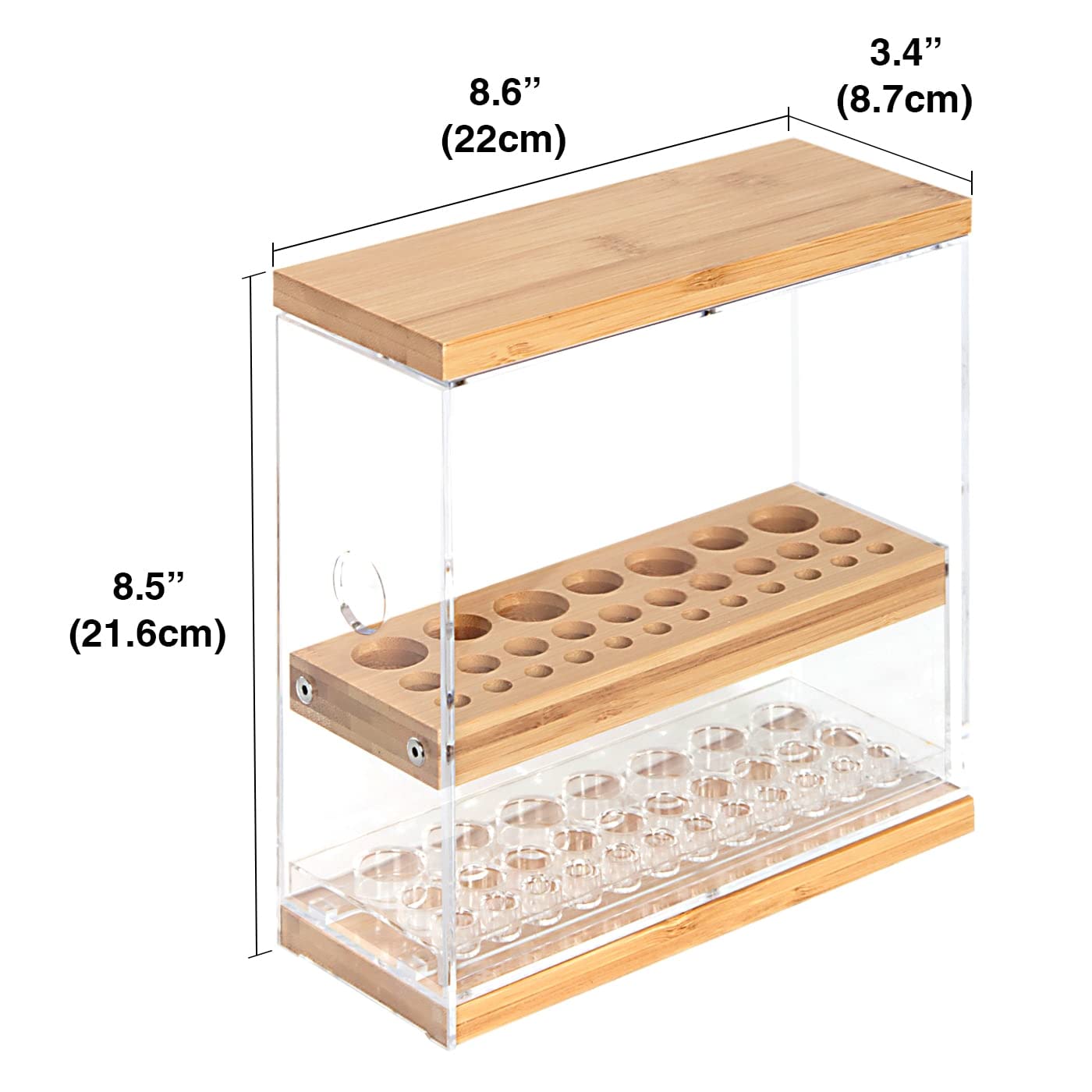 JACKCUBE DESIGN Transparent 29 Holes Bamboo Makeup Brush Holder Organizer Beauty Cosmetic Display Stand with Transparent Drawer (Transparent, 8.77 x 3.38 x 8.46inches) – :MK228C
