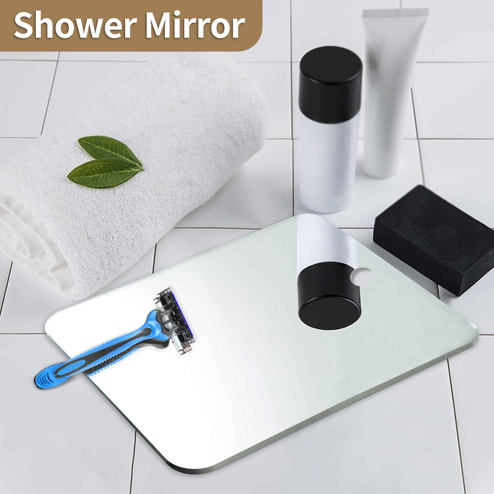2 Pack Shower Mirror for Shaving, Larger 10.7x8 In Mirror for Wall Hanging Kids Safety, Frameless Portable Travel Camping Mirrors, Unbreakable Handheld Locker Shave Mirror, Makeup Plastic, NOT Fogless