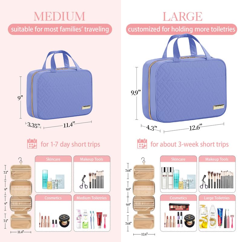 HOTOR Hanging Travel Toiletry Bag for Women & Men Aegean Blue