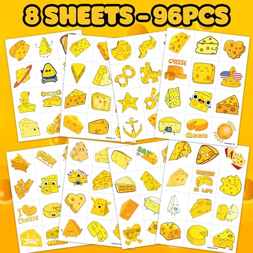 96 Cheese Temporary Tattoos - Party Favors & Decorations
