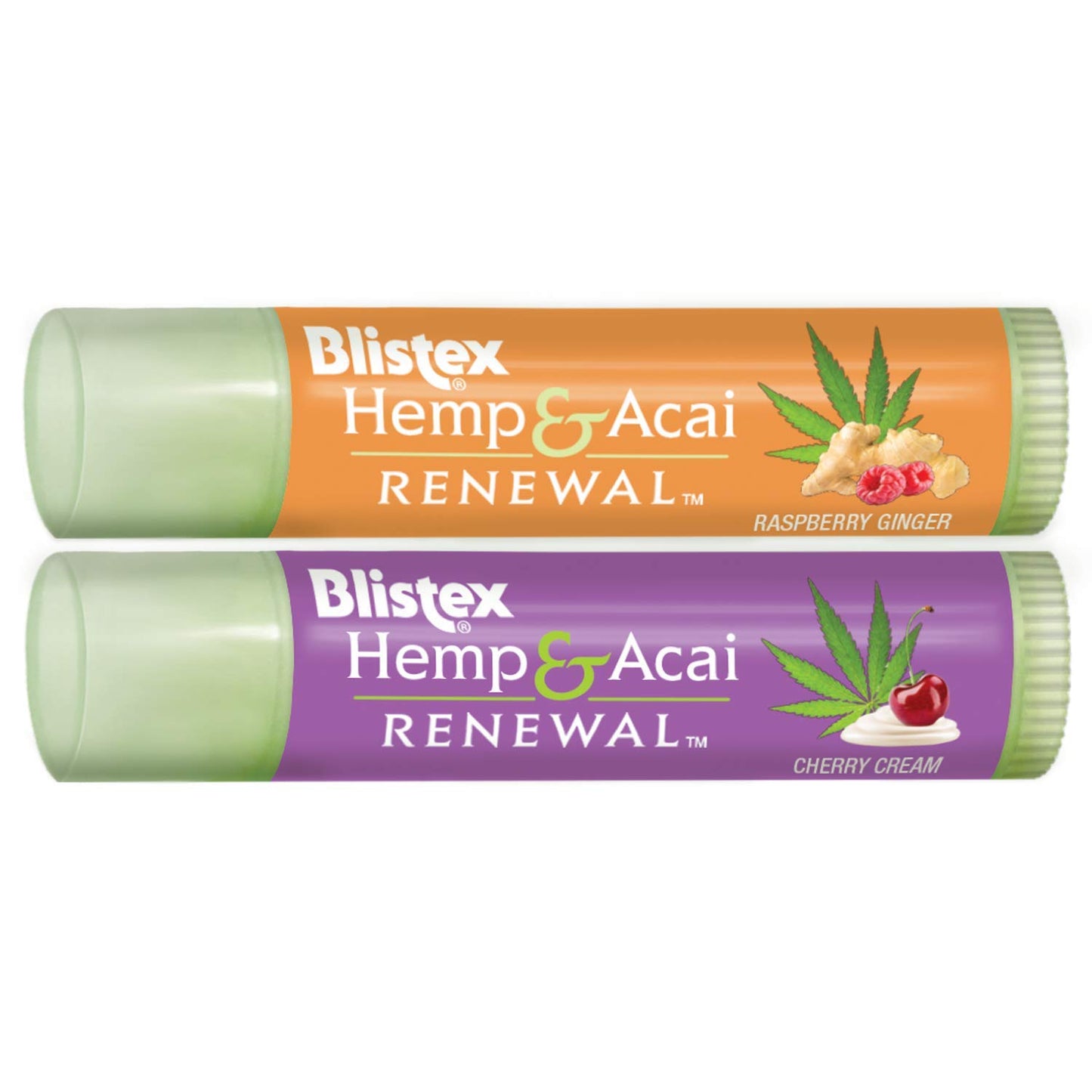 Blistex Hemp & Acai Renewal Lip Balm, 0.30 Ounce, 2 Count â€“ Raspberry Ginger & Cherry Cream, Moisturizing Lip Balm, Super Fruit Benefits, Nourishes & Conditions Lips (Pack of 3)