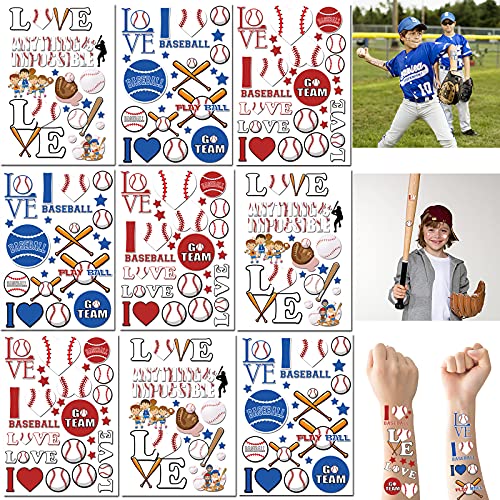 360 Ct Baseball Temporary Tattoos - Sports/Baseball Birthday Party Supplies Goodie Bag Stuffers Favors Prize Motivational Stickers(30 Sheets)