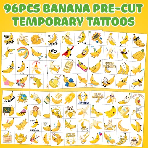Banana Temporary Tattoos 96pc Set - Kids Party Favors