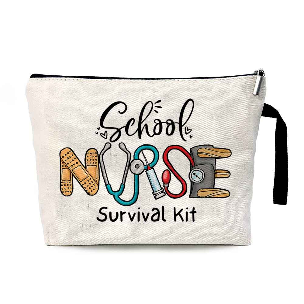 ZHANTUONE Nurse Survival Kit Funny Cosmetic Bag, for Travel Toiletry Zipper Storage Pouch Makeup Bag, Appreciation Gifts for Nurse Week Nurse Practitioner, Nurse Graduation Gifts, Nurses Day Gifts
