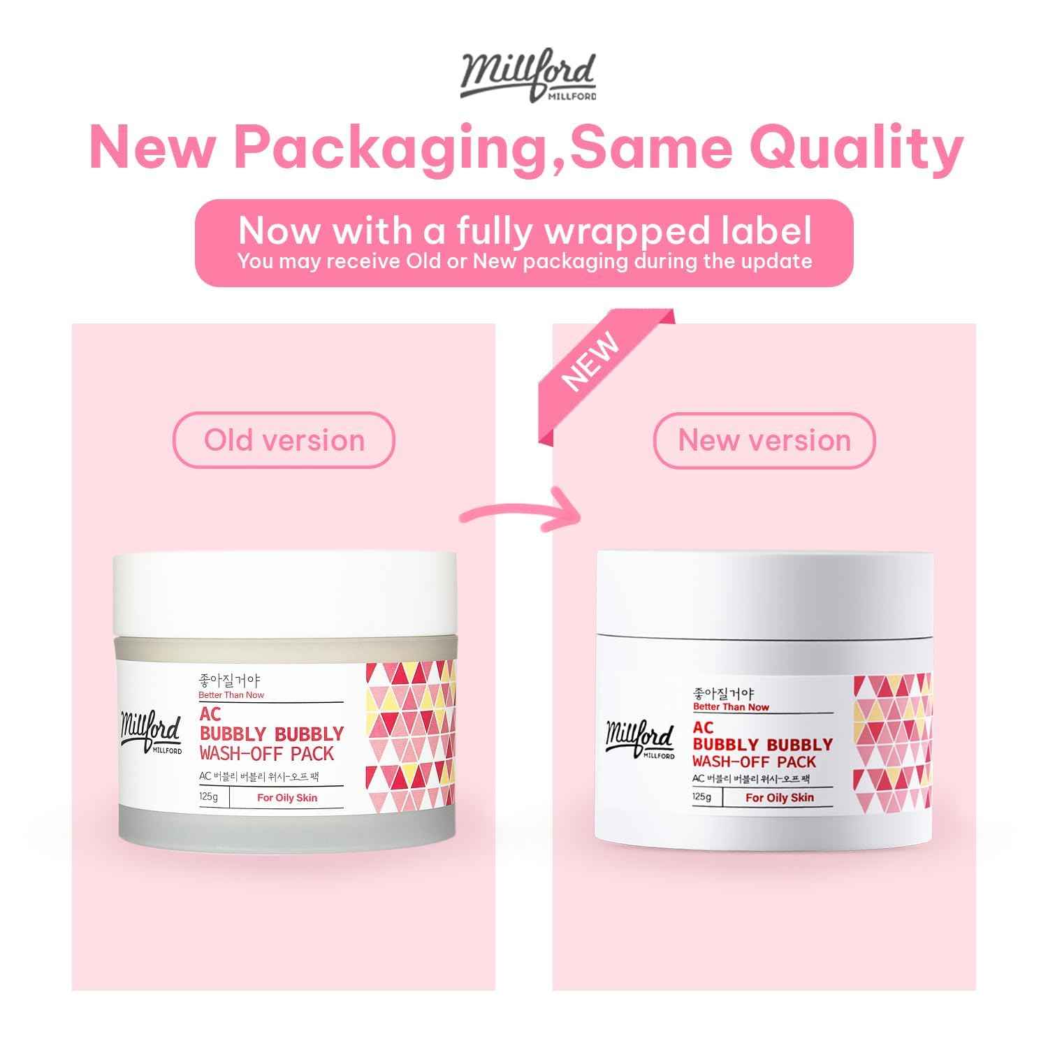 Millford AC Bubbly Bubbly Wash-Off Pack 125g/4.4Oz, Kaolin, Deep Cleansing, Acne Prone Skin, Bubble Wash, Exfoliating, Bubble Mask, Removing Sebum and Dead Skins, Instant Bubbles Pop up