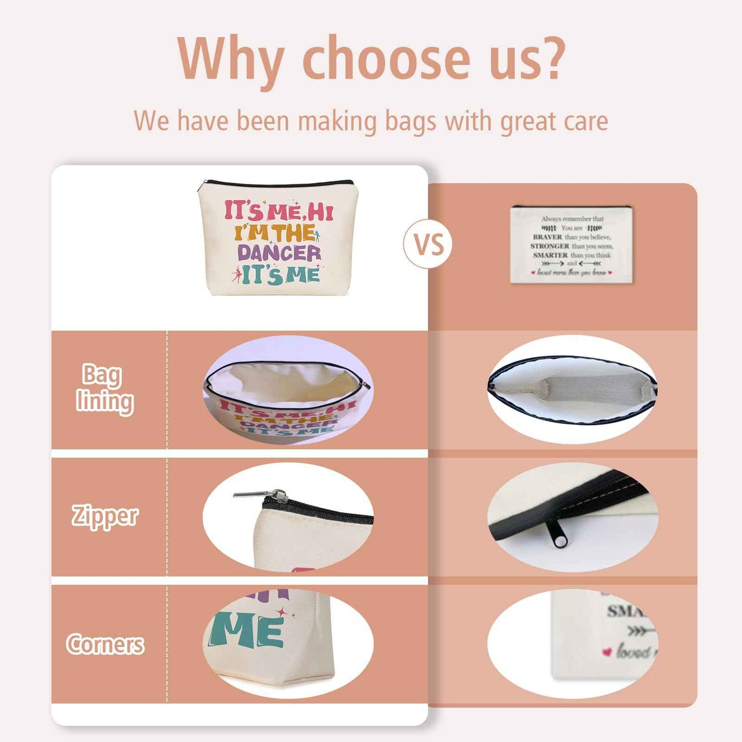 Girlly Dancer Gifts Makeup Bag: Perfect Cosmetic Bags IT's ME, HI I'M THE DANCER IT's ME Travel Dancer Girl For Daughters, Nieces, Girlfriends, Female Coworkers.Ideal Gift for Party