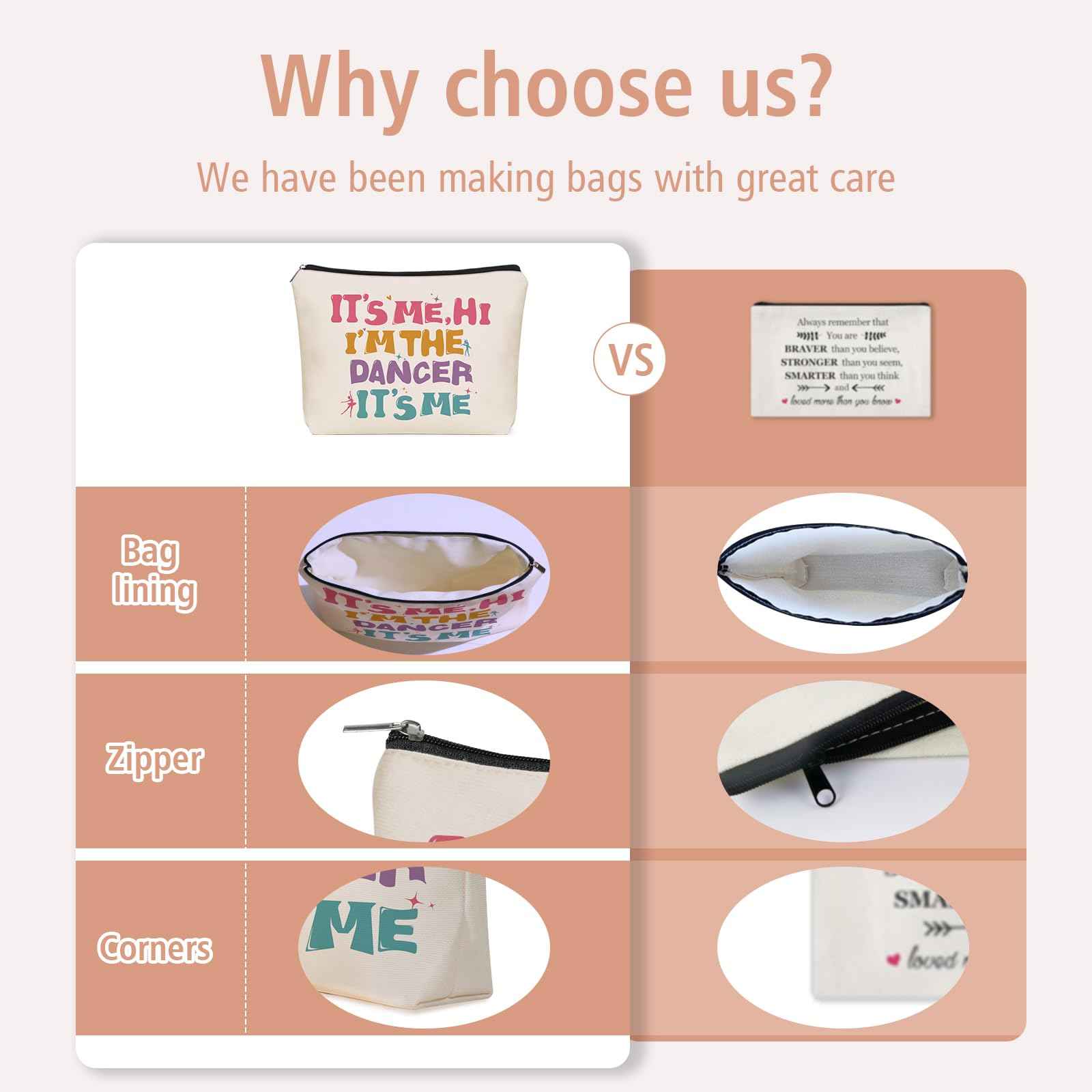 Girlly Dancer Gifts Makeup Bag: Perfect Cosmetic Bags IT's ME, HI I'M THE DANCER IT's ME Travel Dancer Girl For Daughters, Nieces, Girlfriends, Female Coworkers.Ideal Gift for Party