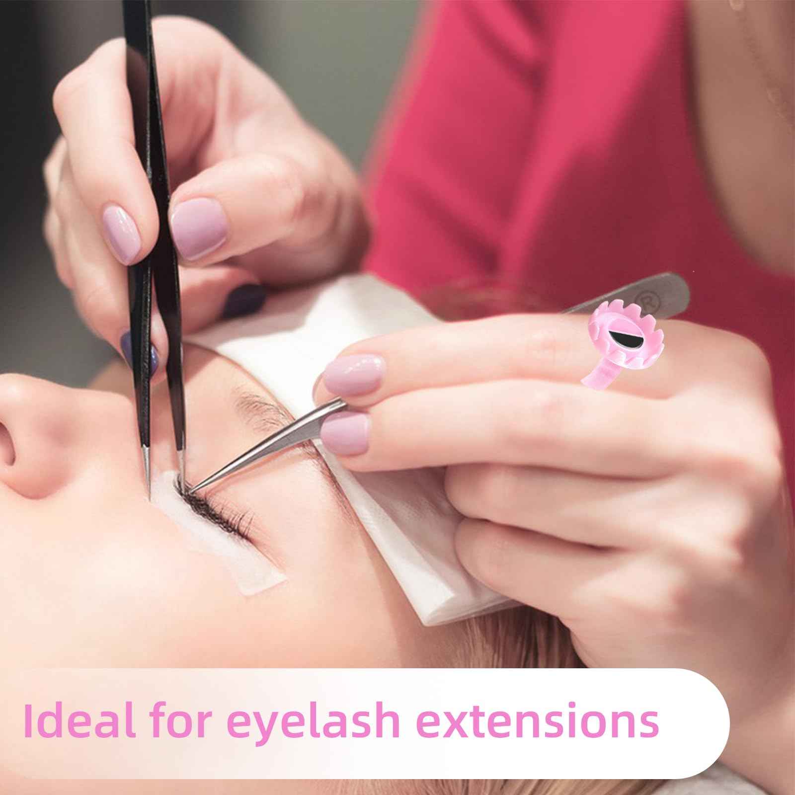 100 Pcs Glue Rings for Eyelash Extensions,Disposable Ring for Lashes Cute Lash Glues Holder Ring Glues Cup Glue Rings,Use for Eyelash Extension Supplies(Rotundity Pink)