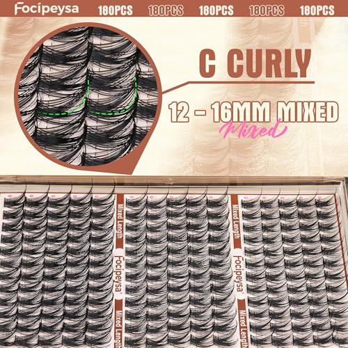 Focipeysa Wispy Lash Clusters - 12-16mm Natural Eyelash Extensions