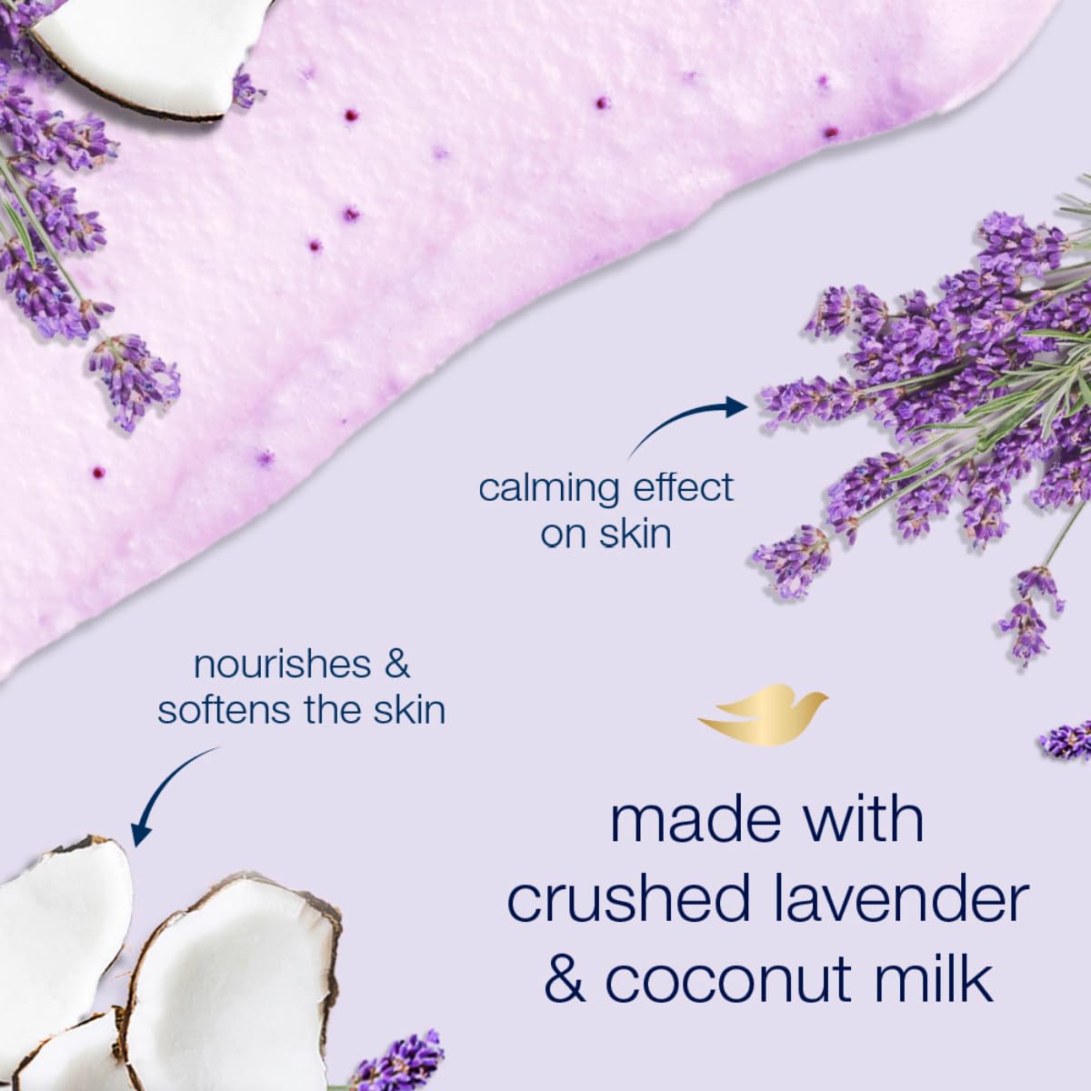 Dove Exfoliating Body Polish Body Scrub Crushed Lavender & Coconut Milk 10.5 oz